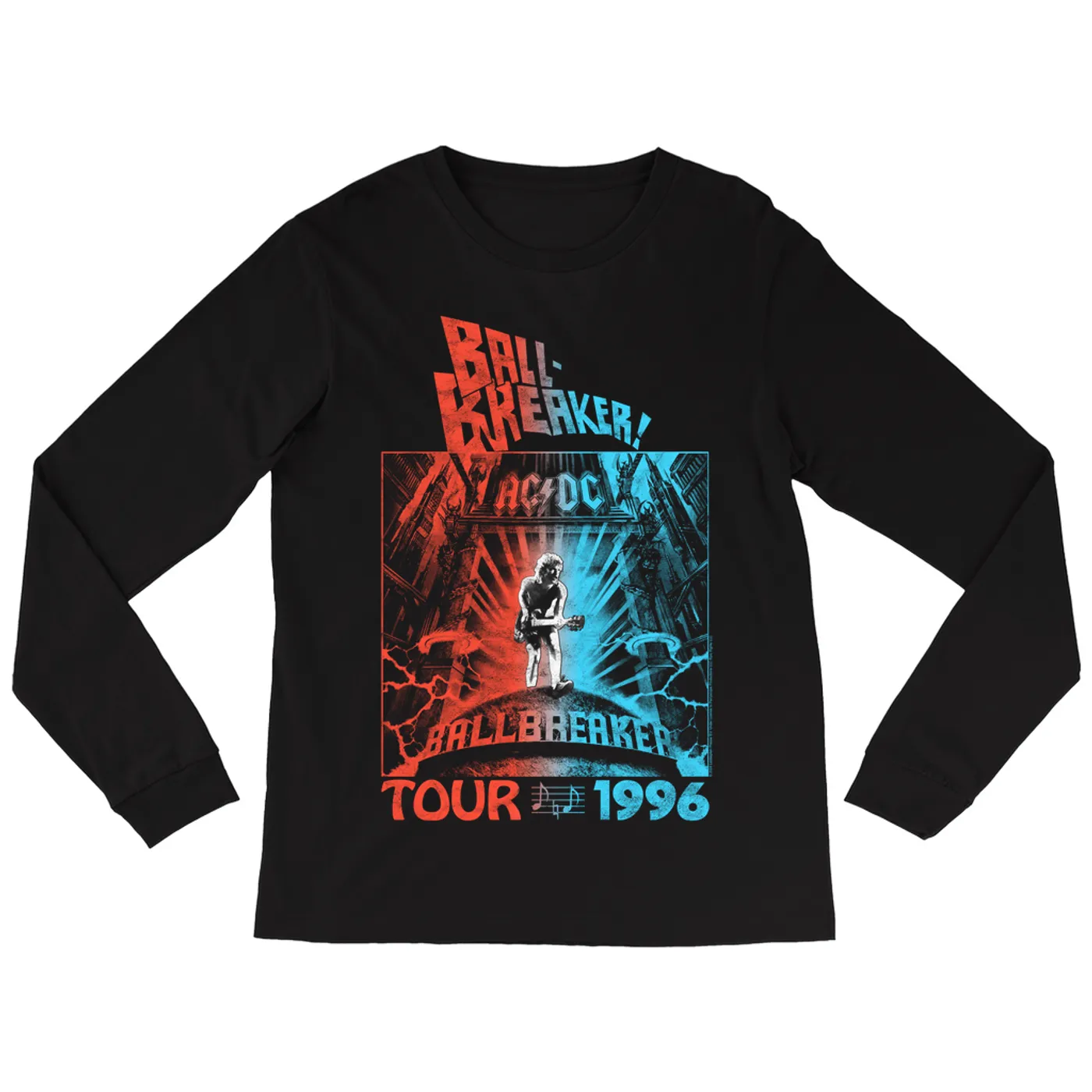 AC/DC Long Sleeve Shirt | 1996 Tour Ball Breaker Red Blue Ombre ACDC Shirt