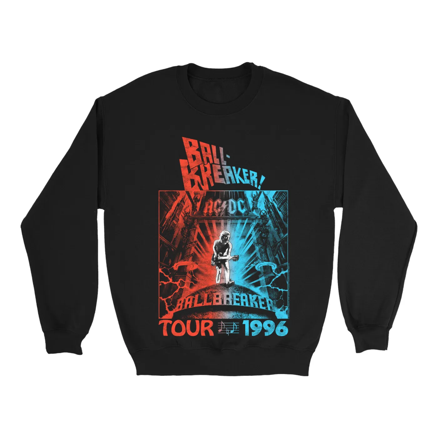 AC/DC Sweatshirt | 1996 Tour Ball Breaker Red Blue Ombre ACDC Sweatshirt