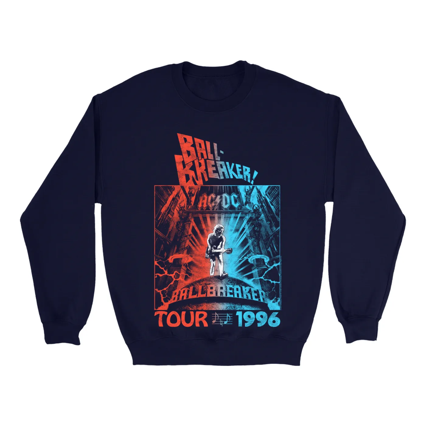 AC/DC Sweatshirt | 1996 Tour Ball Breaker Red Blue Ombre ACDC Sweatshirt