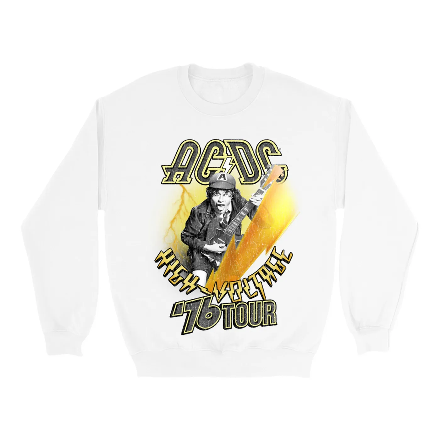 AC/DC Sweatshirt | 76 Tour High Voltage Distressed ACDC Sweatshirt