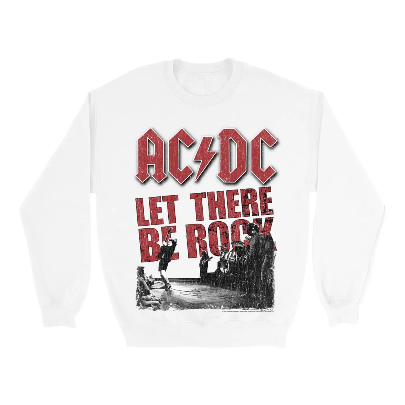 AC/DC Sweatshirt | Let There Be Rock Stage Performance Distressed ACDC Sweatshirt