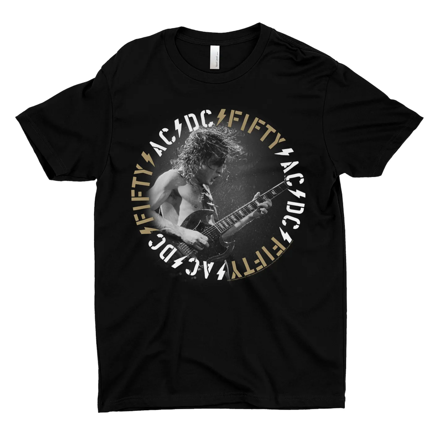 AC/DC T-Shirt | Angus 50th Anniversary Tan Circle Logo ACDC Shirt