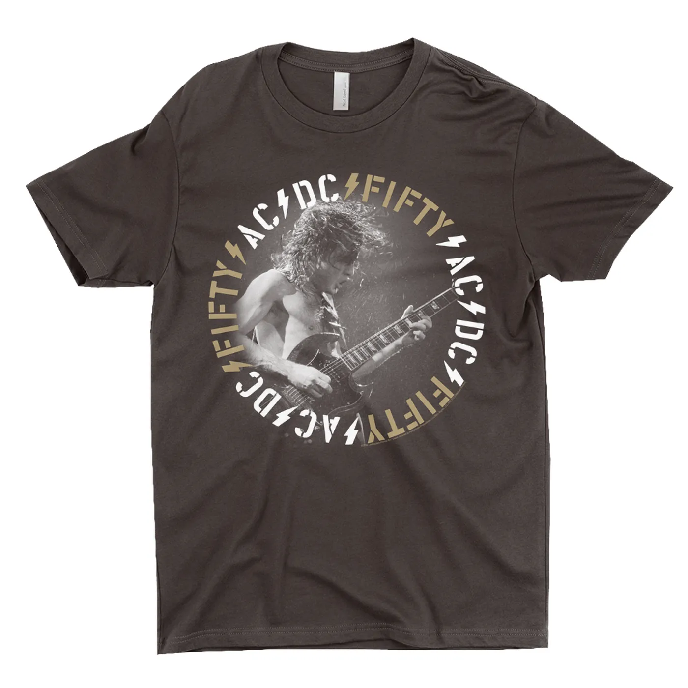 AC/DC T-Shirt | Angus 50th Anniversary Tan Circle Logo ACDC Shirt