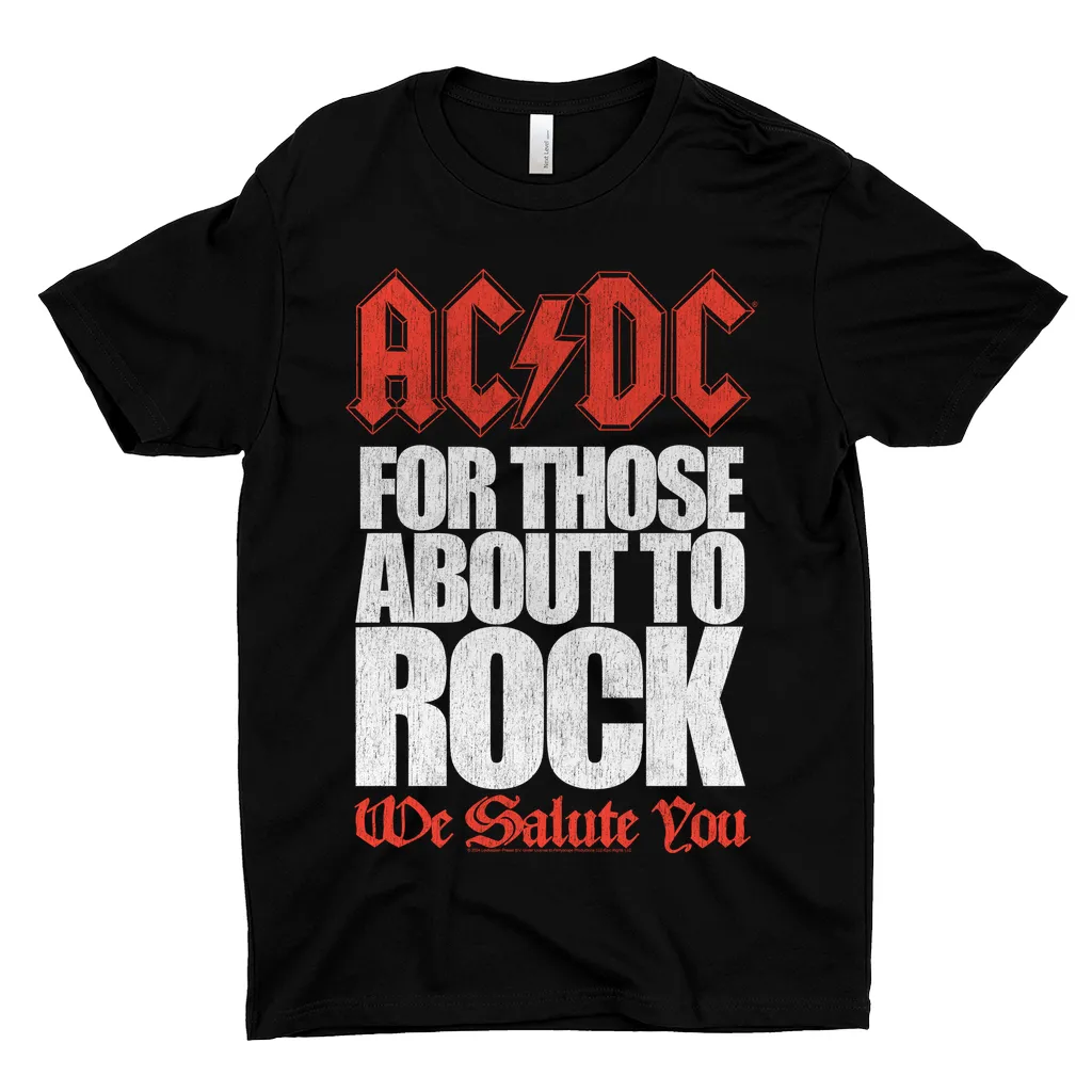 T-Shirt | For Those About To Rock Bold Text Distressed Shirt