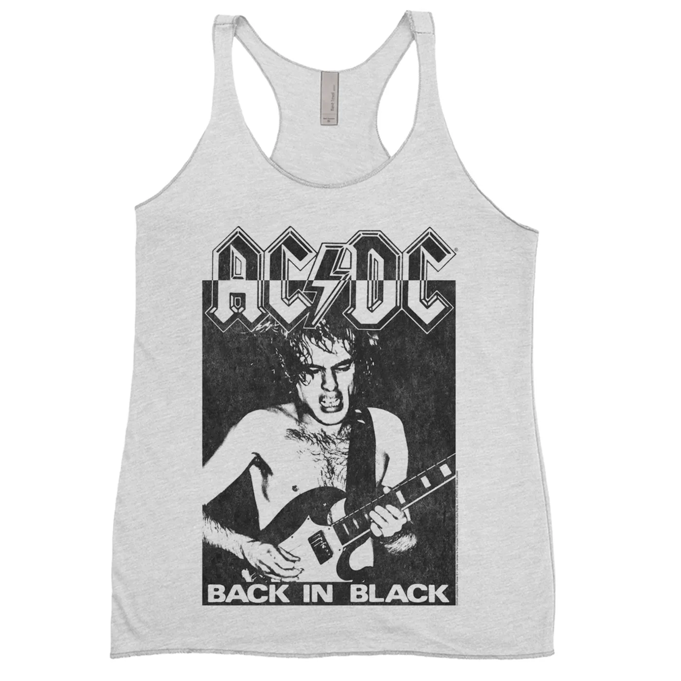 AC/DC Ladies' Tank Top | Contrasting Back In Black Distressed (Merchbar Exclusive) ACDC Shirt