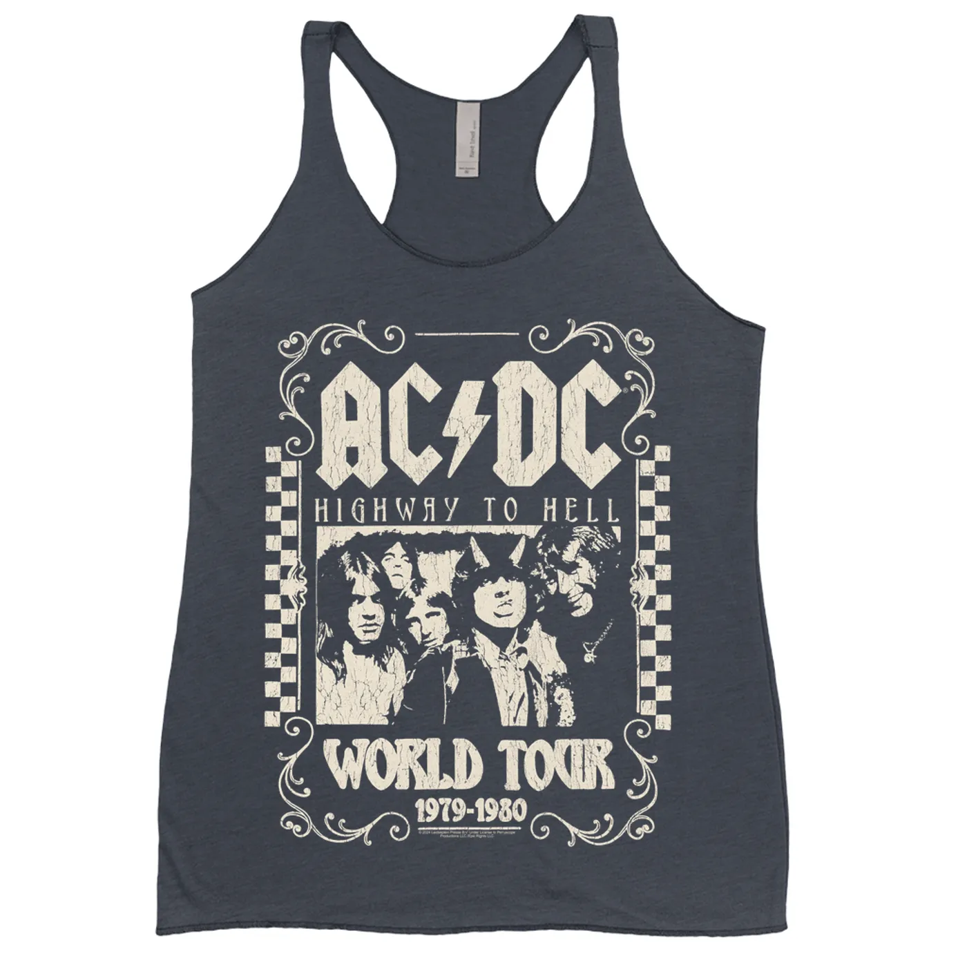 AC/DC Ladies' Tank Top | Checkered Highway To Hell World Tour Distressed ACDC Shirt