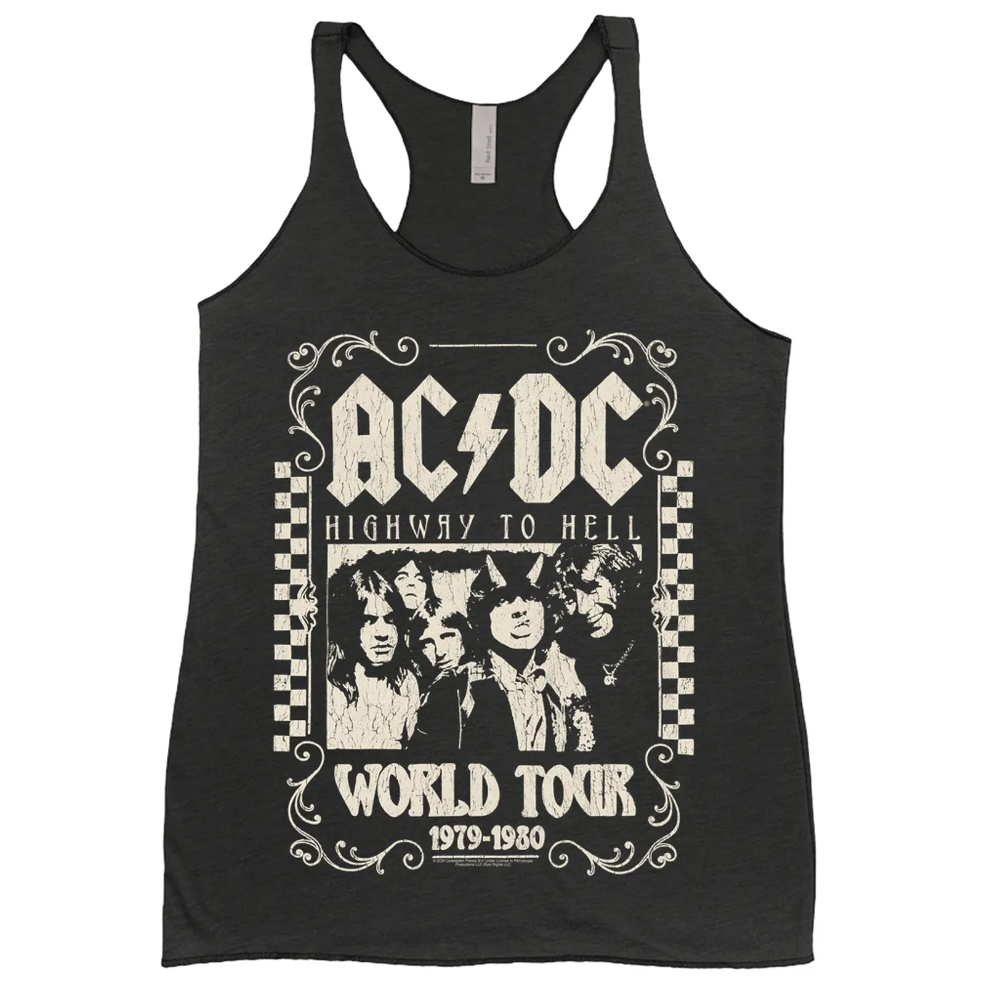 AC/DC Ladies' Tank Top | Checkered Highway To Hell World Tour Distressed ACDC Shirt