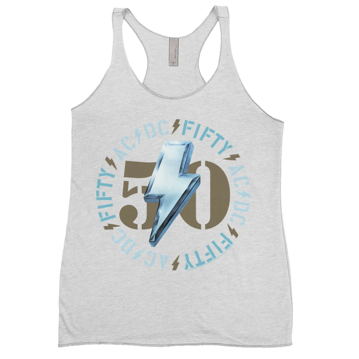 AC/DC Ladies' Tank Top | Light Blue 50th Anniversary ACDC Shirt
