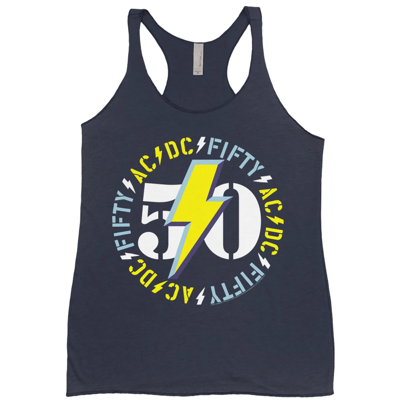 AC/DC Ladies' Tank Top | Blue Yellow 50th Anniversary ACDC Shirt