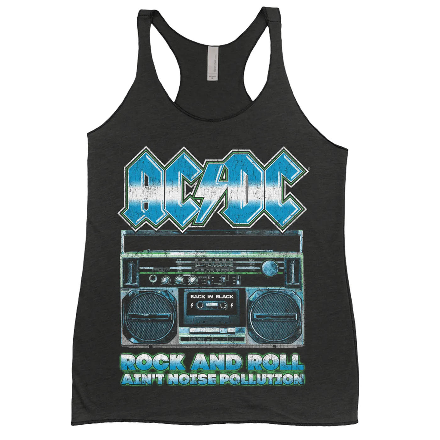 AC/DC Ladies' Tank Top | Rock N' Roll Ain't Noise Pollution Boombox Distressed (Merchbar Exclusive) ACDC Shirt