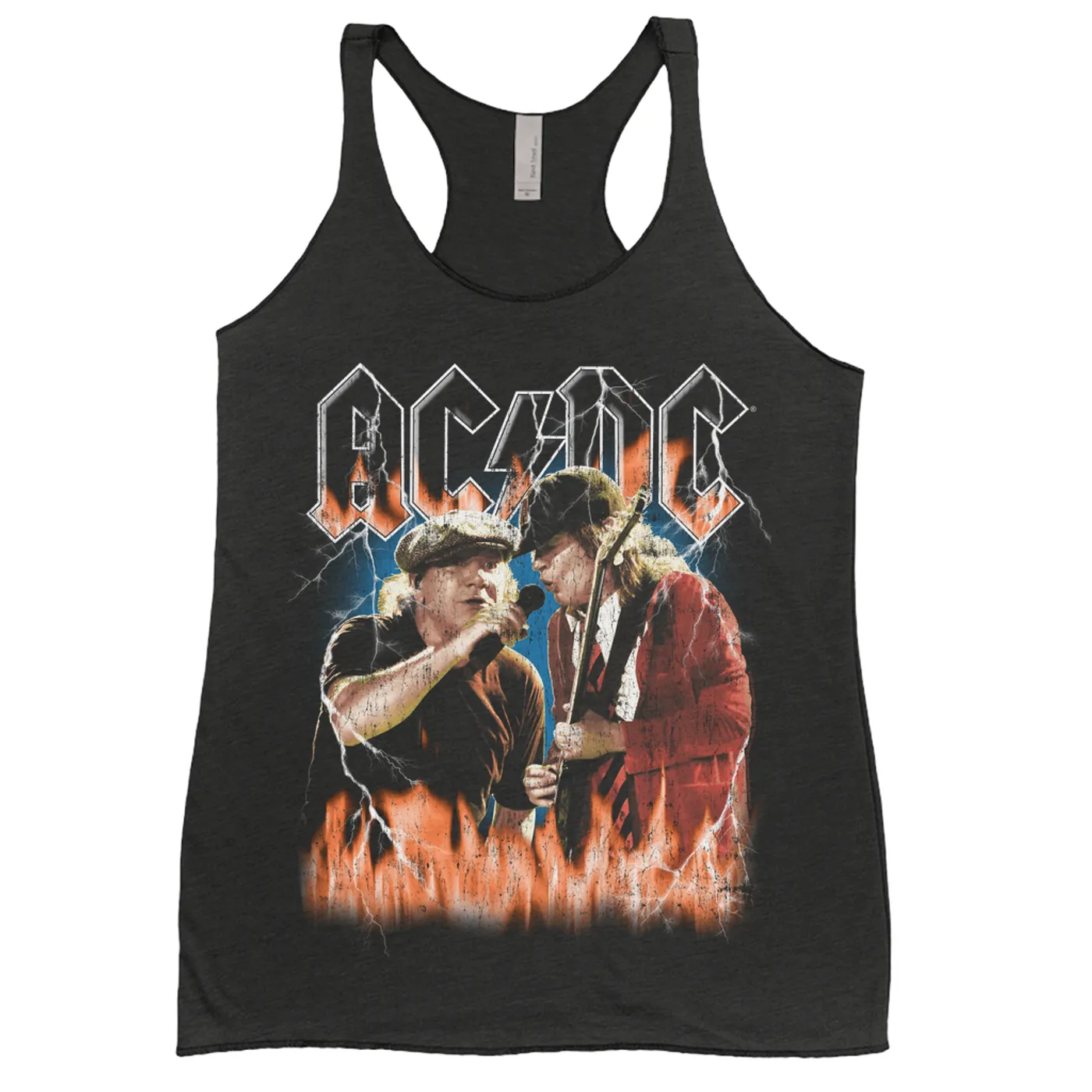 AC/DC Ladies' Tank Top | Rock Or Bust Malcolm And Angus In Flames Distressed (Merchbar Exclusive) ACDC Shirt