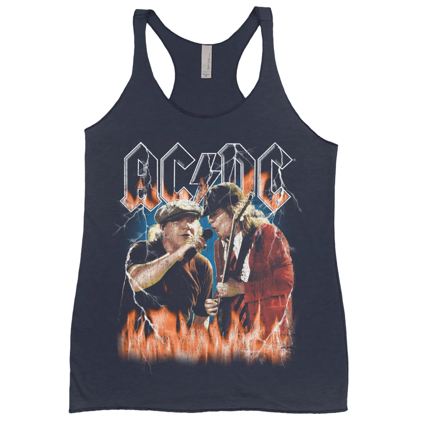 AC/DC Ladies' Tank Top | Rock Or Bust Malcolm And Angus In Flames Distressed (Merchbar Exclusive) ACDC Shirt