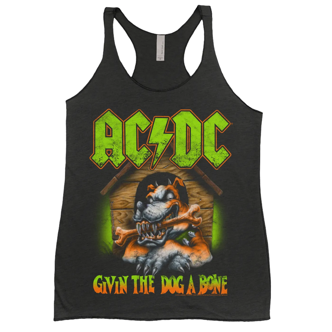 AC/DC Ladies' Tank Top | Givin The Dog A Bone Neon Green Orange (Merchbar Exclusive) ACDC Shirt