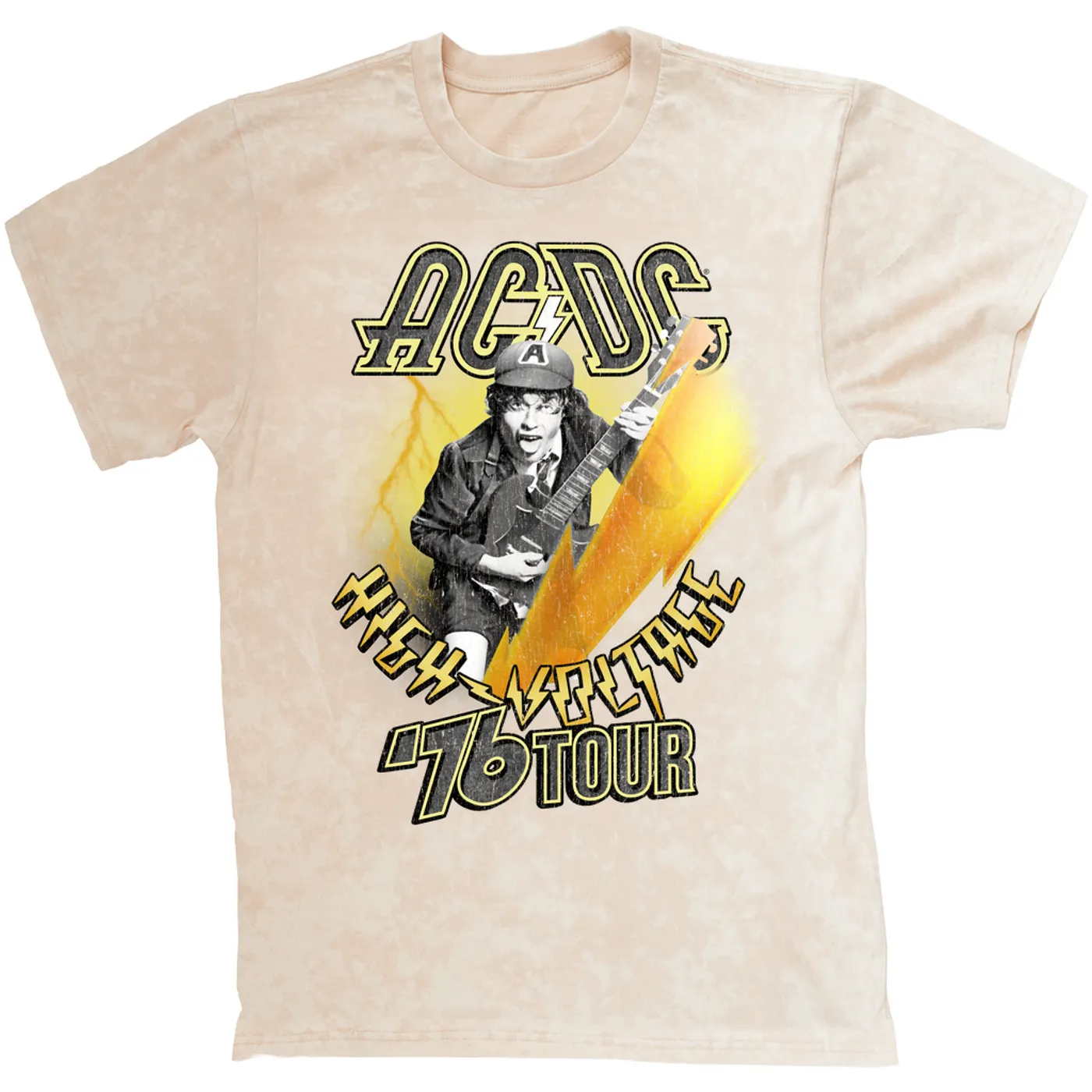 AC/DC T-shirt | 76 Tour High Voltage Distressed ACDC Mineral Wash Shirt
