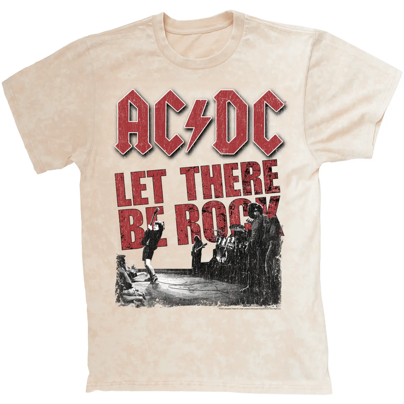 AC/DC T-shirt | Let There Be Rock Stage Performance Distressed ACDC Mineral Wash Shirt