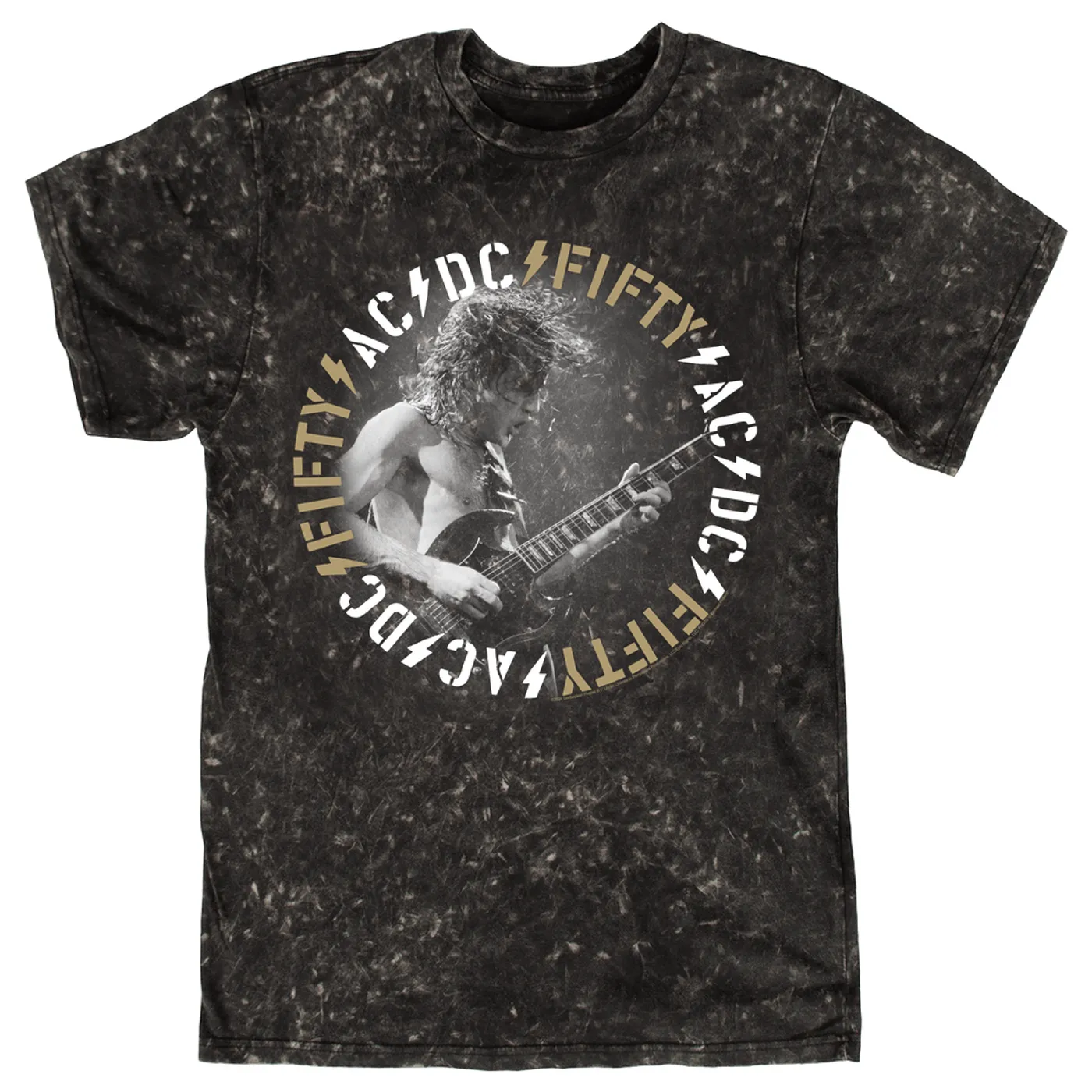 AC/DC T-shirt | Angus 50th Anniversary Tan Circle Logo ACDC Mineral Wash Shirt