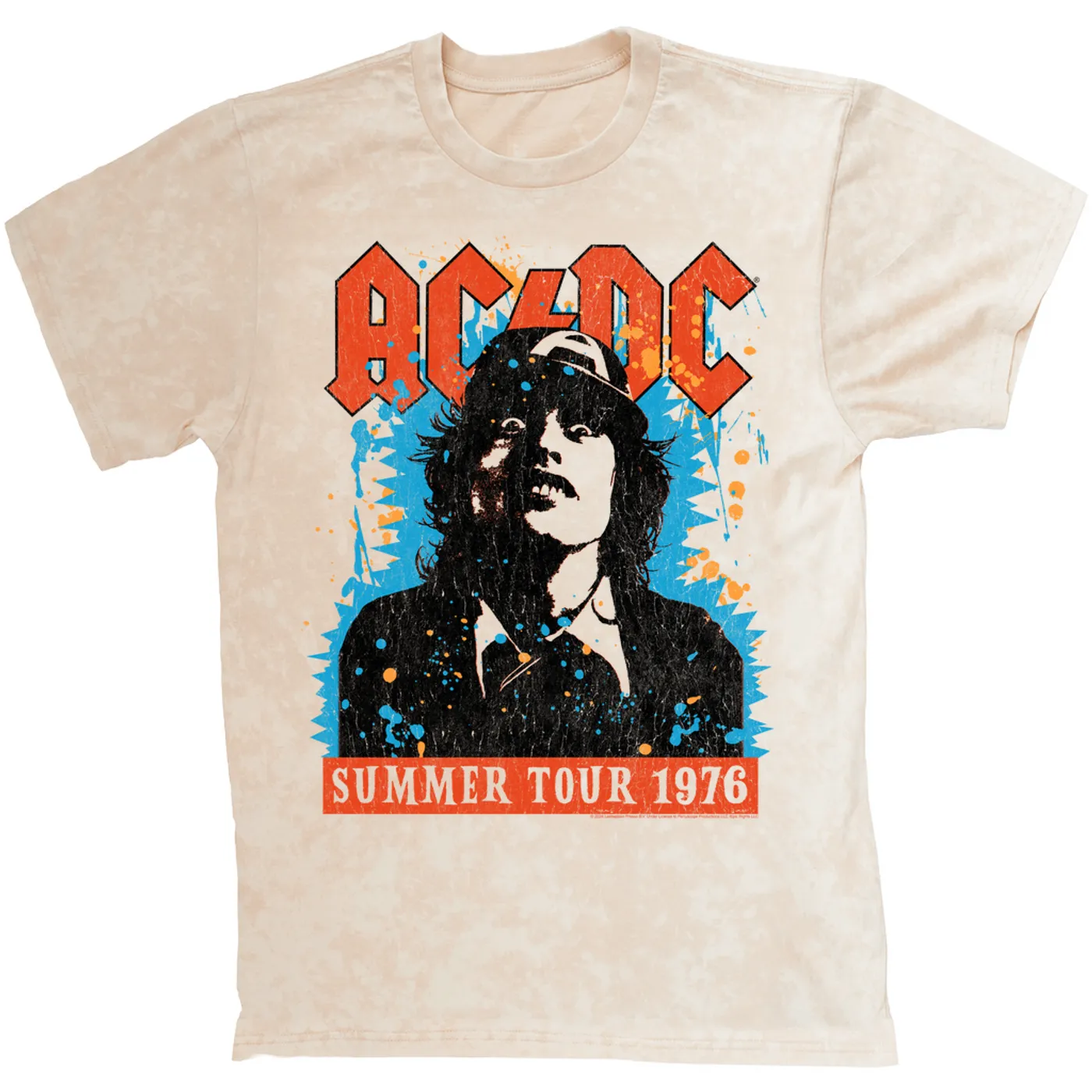 AC/DC T-shirt | Lock Up Your Daughters Splatter Design (Merchbar Exclusive) ACDC Mineral Wash Shirt
