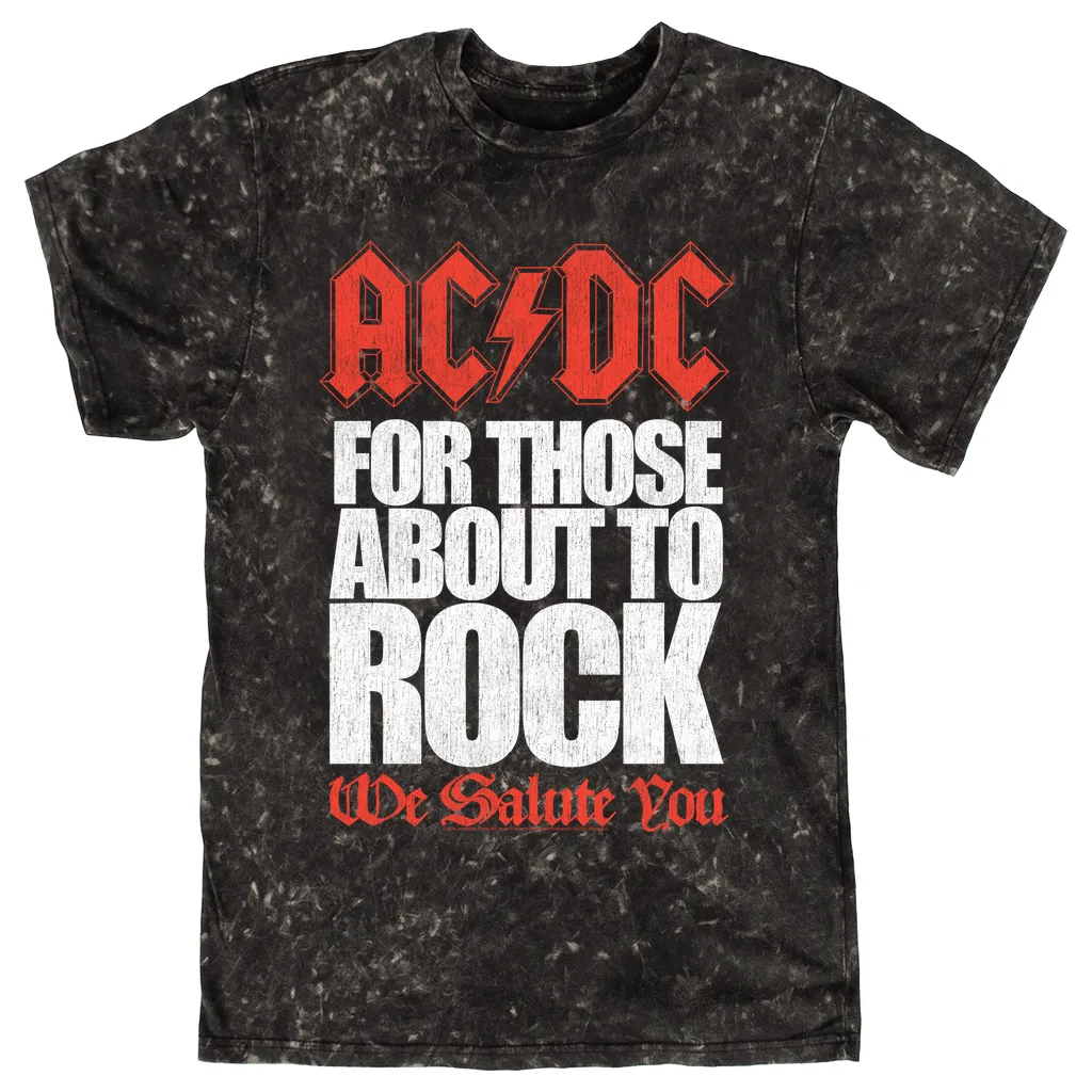 T-shirt | For Those About To Rock Bold Text Distressed Mineral Wash Shirt