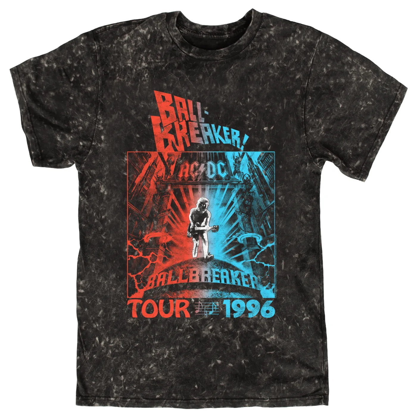 AC/DC T-shirt | 1996 Tour Ball Breaker Red Blue Ombre ACDC Mineral Wash Shirt