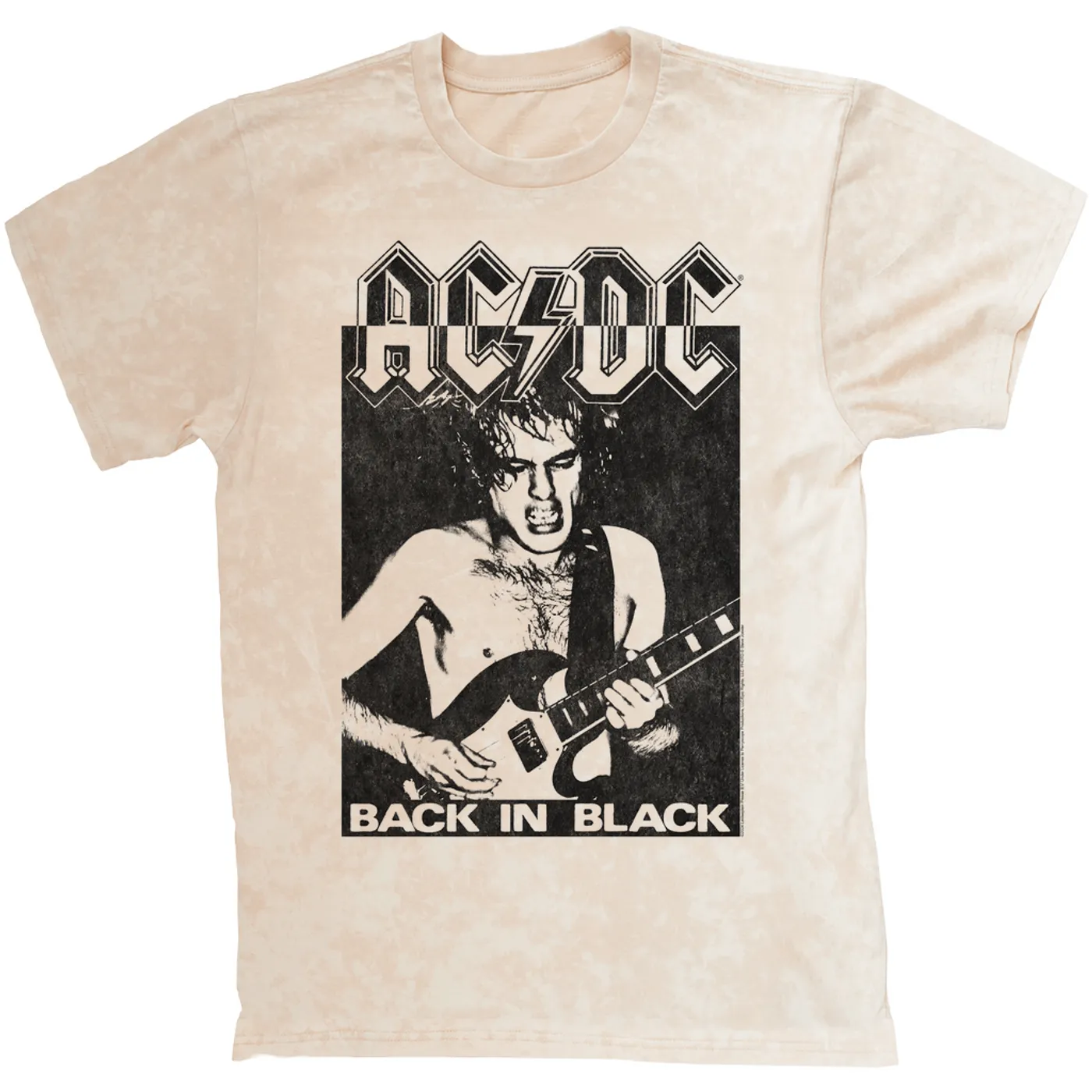 AC/DC T-shirt | Contrasting Back In Black Distressed (Merchbar Exclusive) ACDC Mineral Wash Shirt