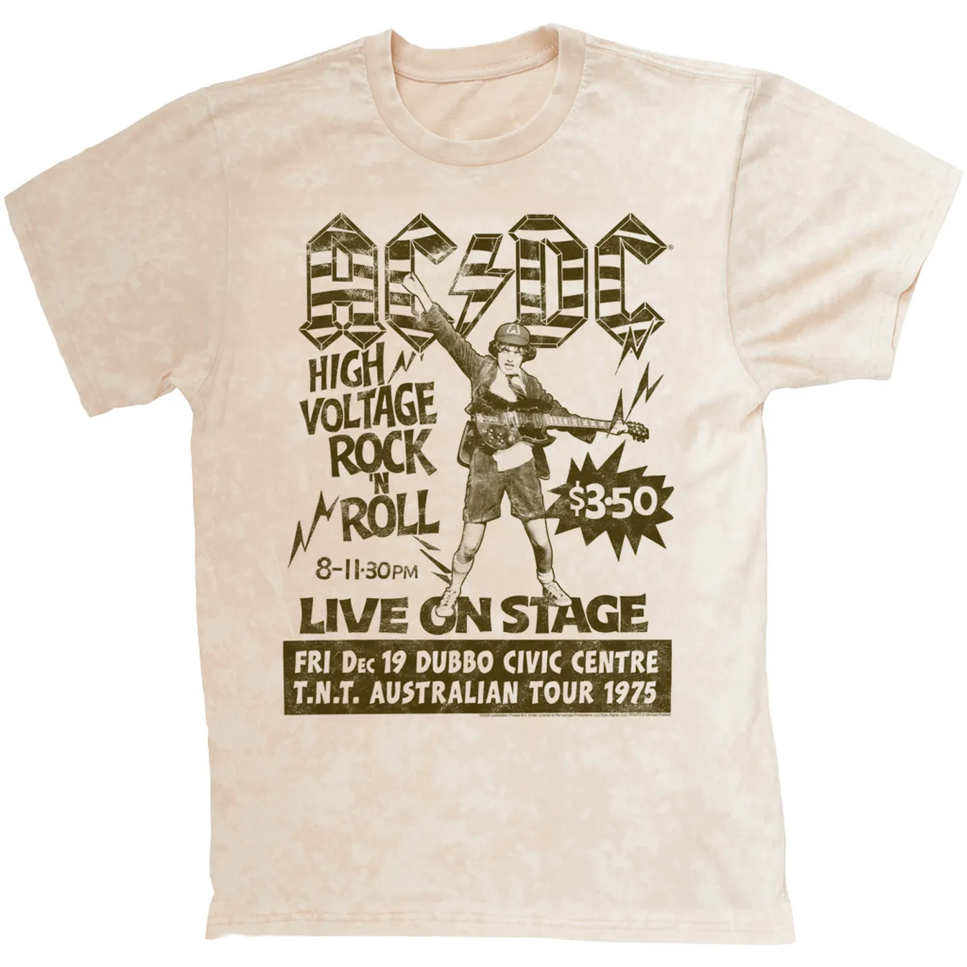 AC/DC T-shirt | Live High Voltage Punk Rock (Merchbar Exclusive) ACDC Mineral Wash Shirt