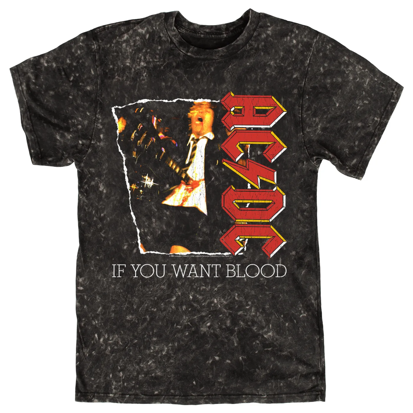AC/DC T-shirt | If You Want Blood Album Cover Design Distressed ACDC Mineral Wash Shirt