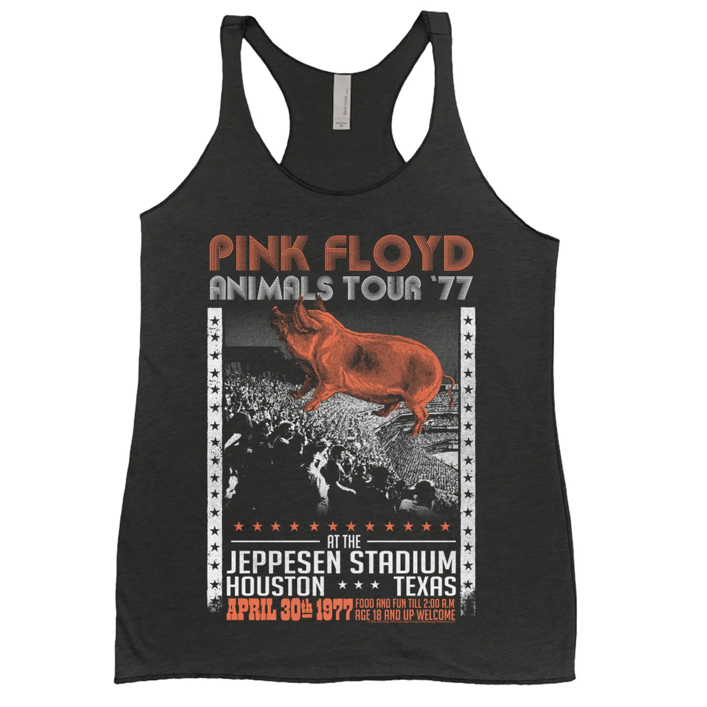 Pink Floyd Ladies' Tank Top | Jeppesen Stadium 1977 Performance Pink Floyd Shirt