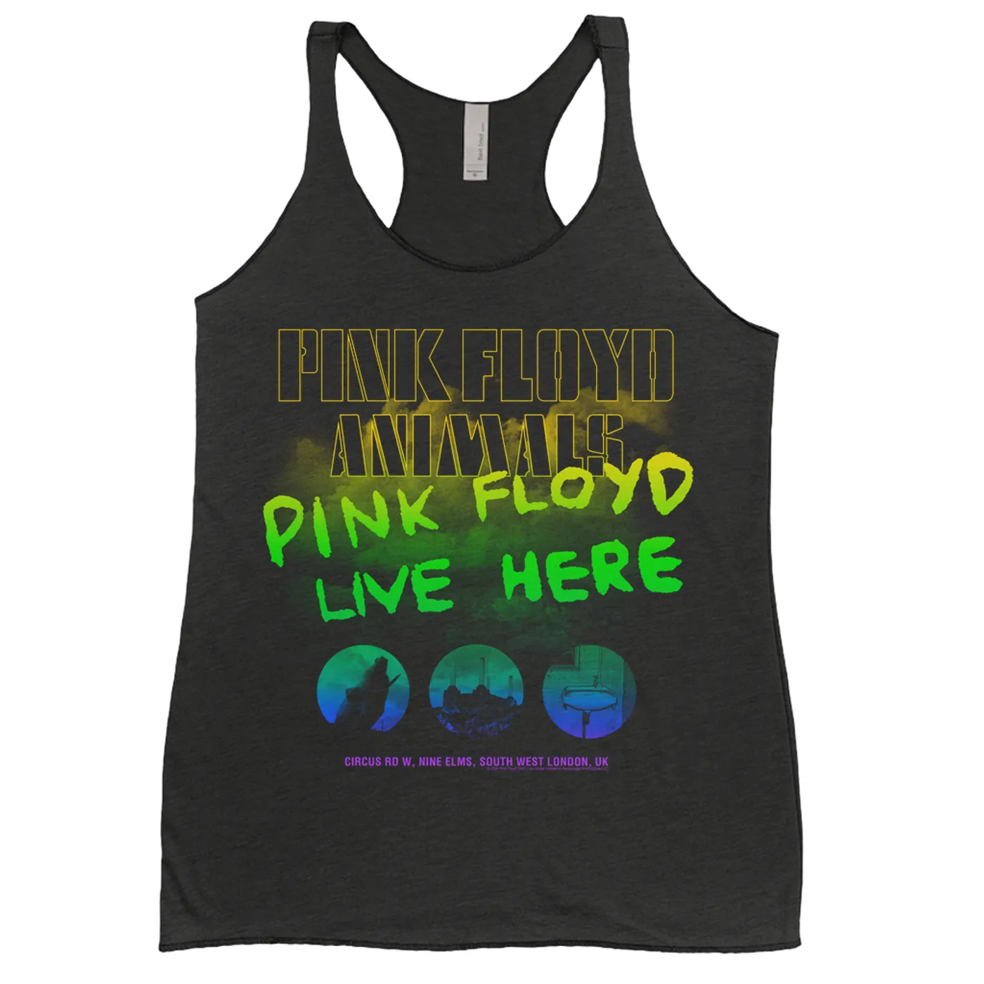 Pink Floyd Ladies' Tank Top | Rainbow Ombre Live Here Pink Floyd Shirt