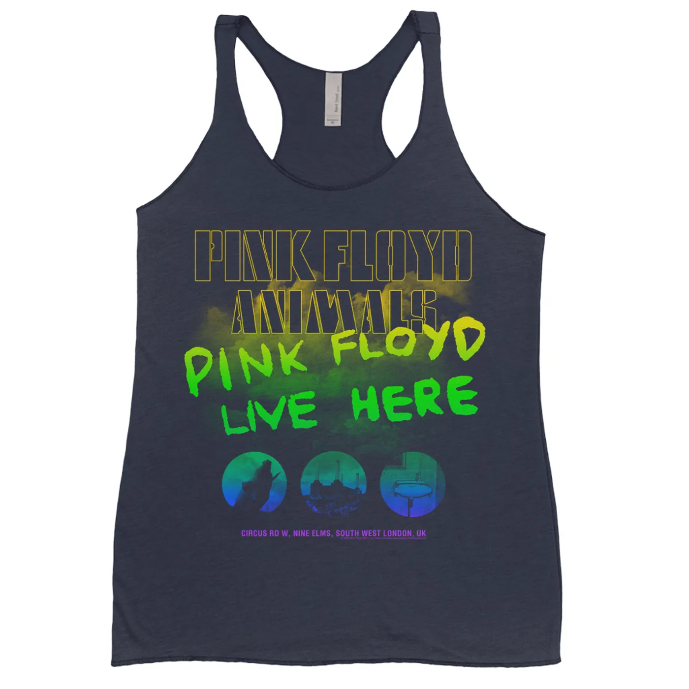 Pink Floyd Ladies' Tank Top | Rainbow Ombre Live Here Pink Floyd Shirt