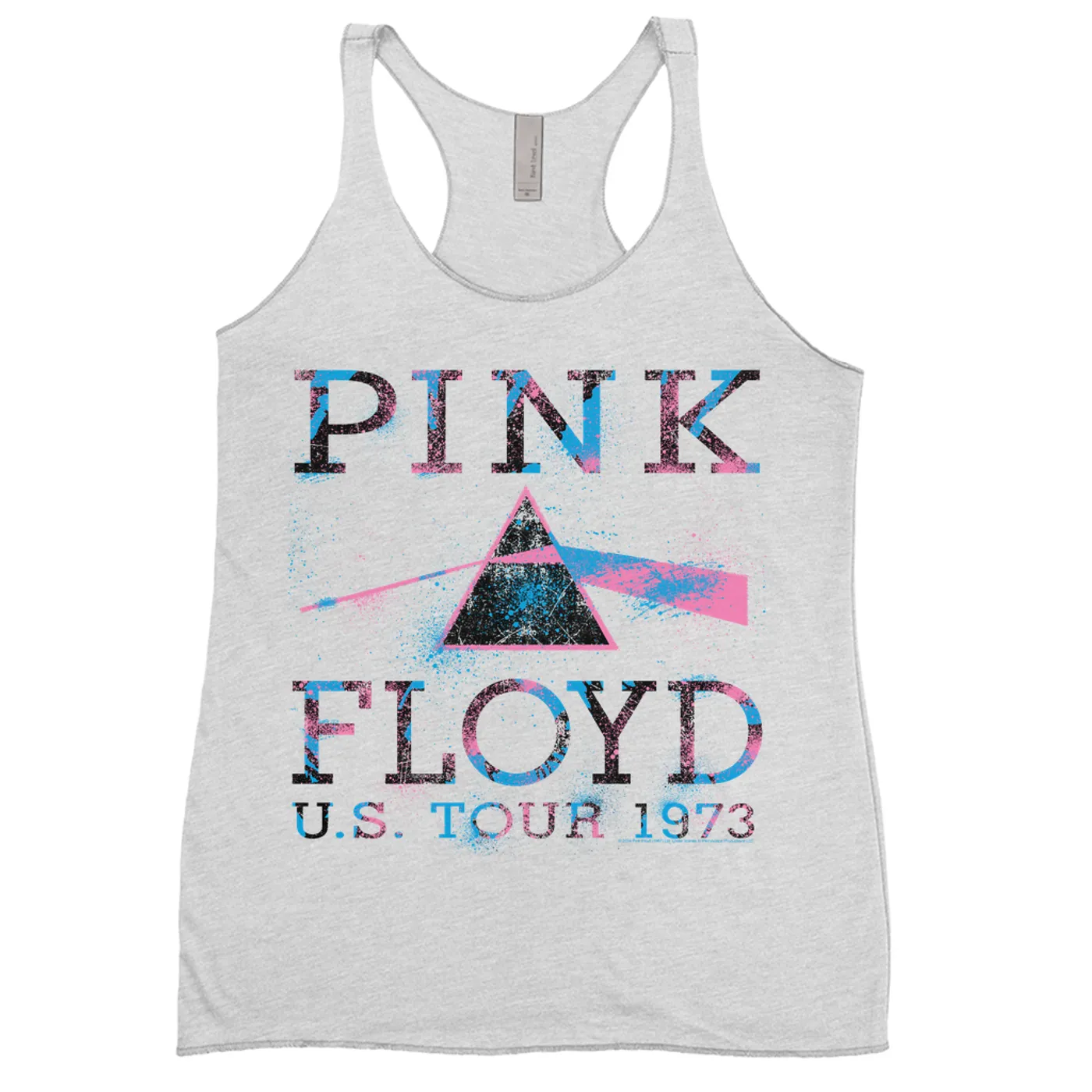 Pink Floyd Ladies' Tank Top | Pink Blue Splatter Paint US Tour Pink Floyd Shirt