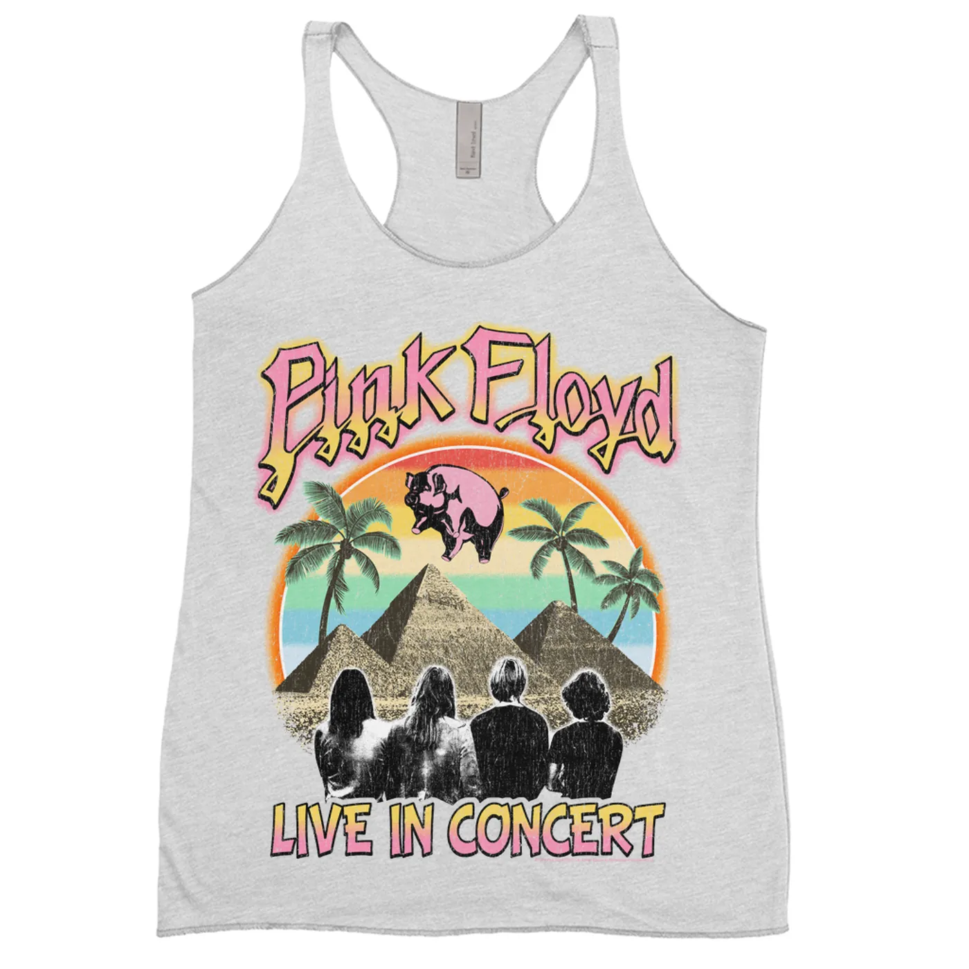 Pink Floyd Ladies' Tank Top | Tropical Dark Side Pyramid Live In Concert (Merchbar Exclusive) Pink Floyd Shirt