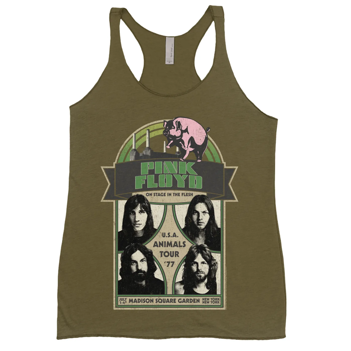 Pink Floyd Ladies' Tank Top | On Stage In The Flesh Tour 1977 Distressed Pink Floyd Shirt