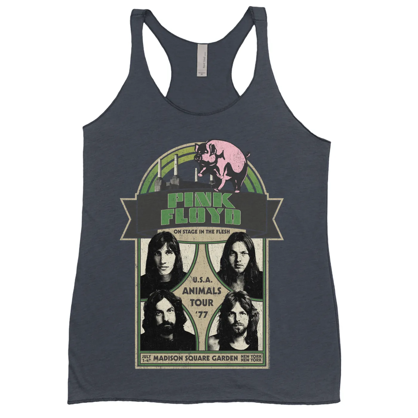 Pink Floyd Ladies' Tank Top | On Stage In The Flesh Tour 1977 Distressed Pink Floyd Shirt