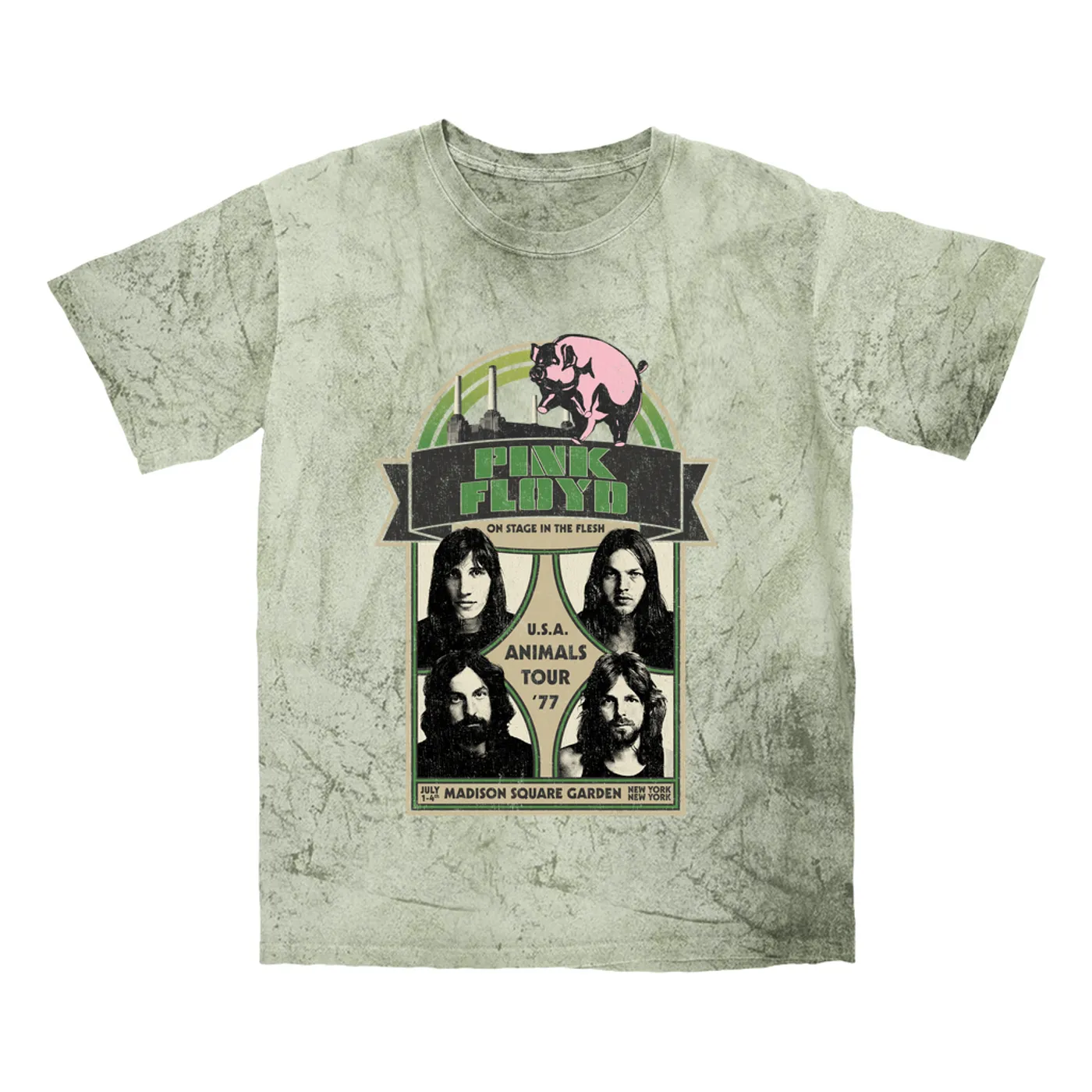 Pink Floyd T-shirt | On Stage In The Flesh Tour 1977 Distressed Pink Floyd Color Blast Shirt