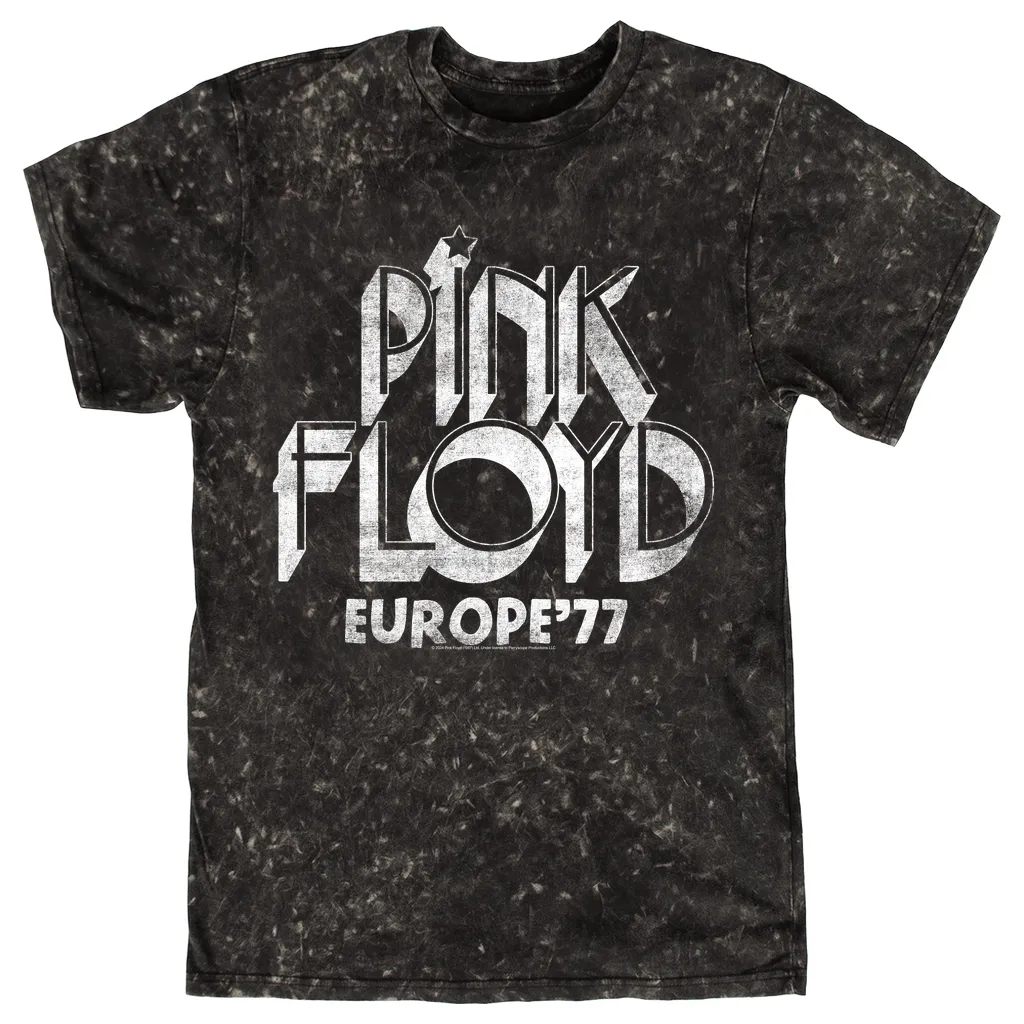 T-shirt | White Europe 77 Logo Distressed Mineral Wash Shirt