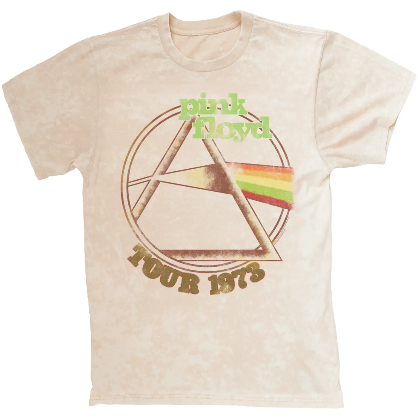 Pink Floyd T-shirt | Retro Green Tour 1973 Distressed Pink Floyd Mineral Wash Shirt