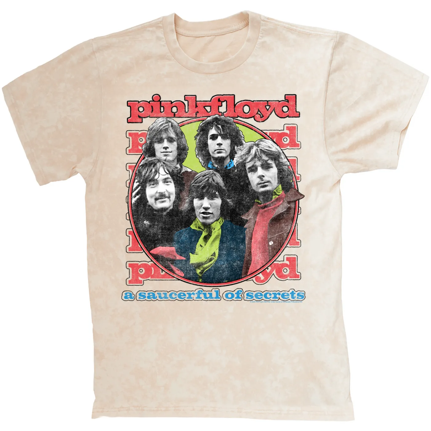 Pink Floyd T-shirt | A Saucerful Of Secrets Group Design (Merchbar Exclusive) Pink Floyd Mineral Wash Shirt