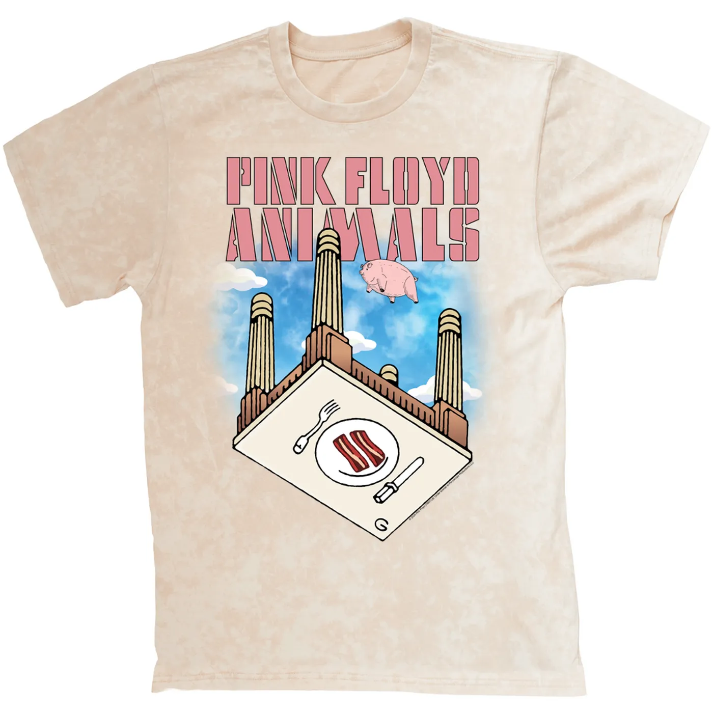 Pink Floyd T-shirt | Animals Bacon Table Image Pink Floyd Mineral Wash Shirt