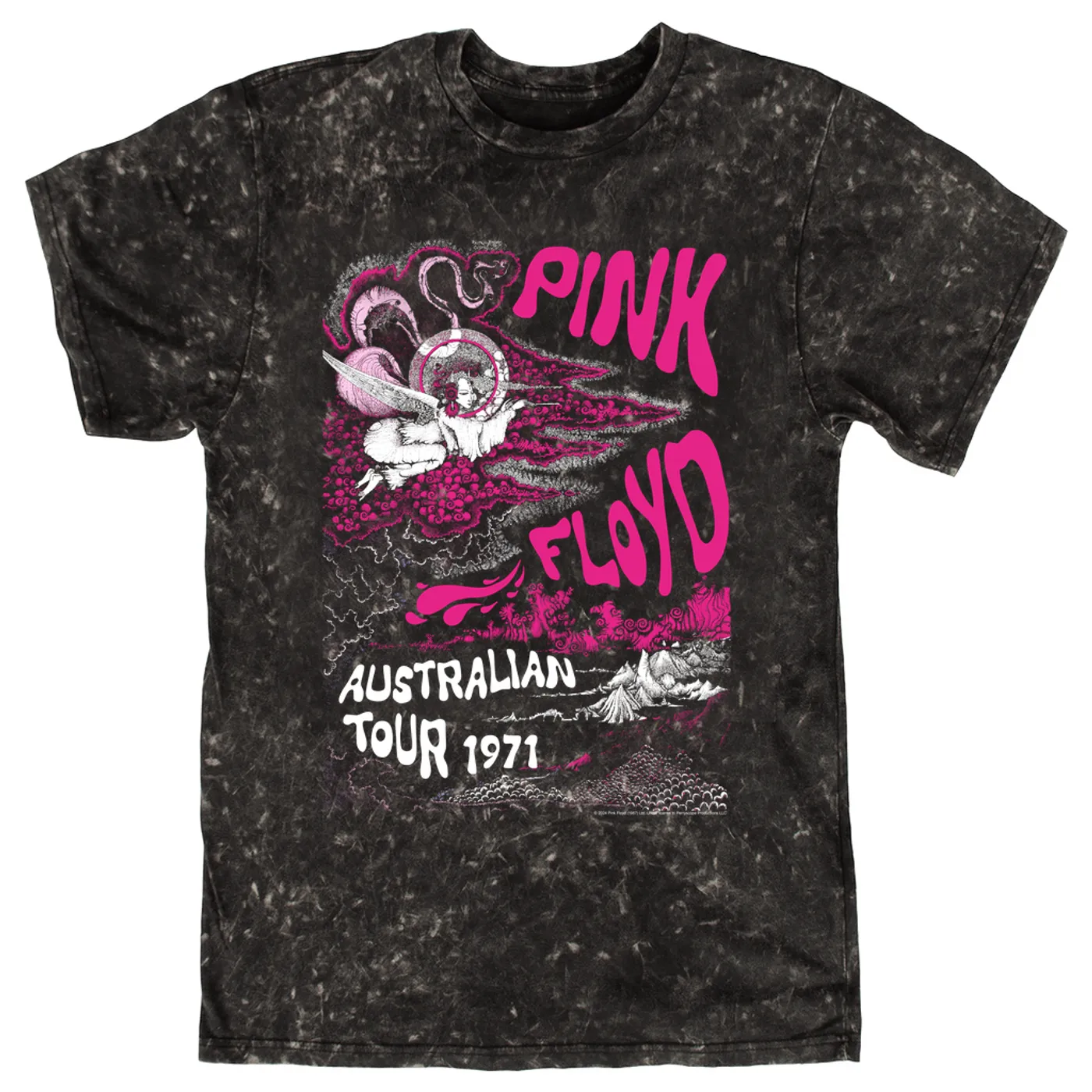 Pink Floyd T-shirt | 1971 Australian Tour Poster Design Pink Floyd Mineral Wash Shirt