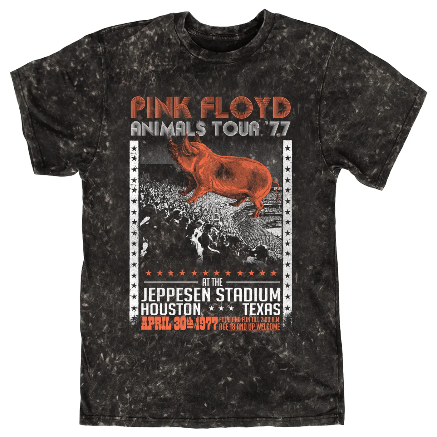Pink Floyd T-shirt | Jeppesen Stadium 1977 Performance Pink Floyd Mineral Wash Shirt