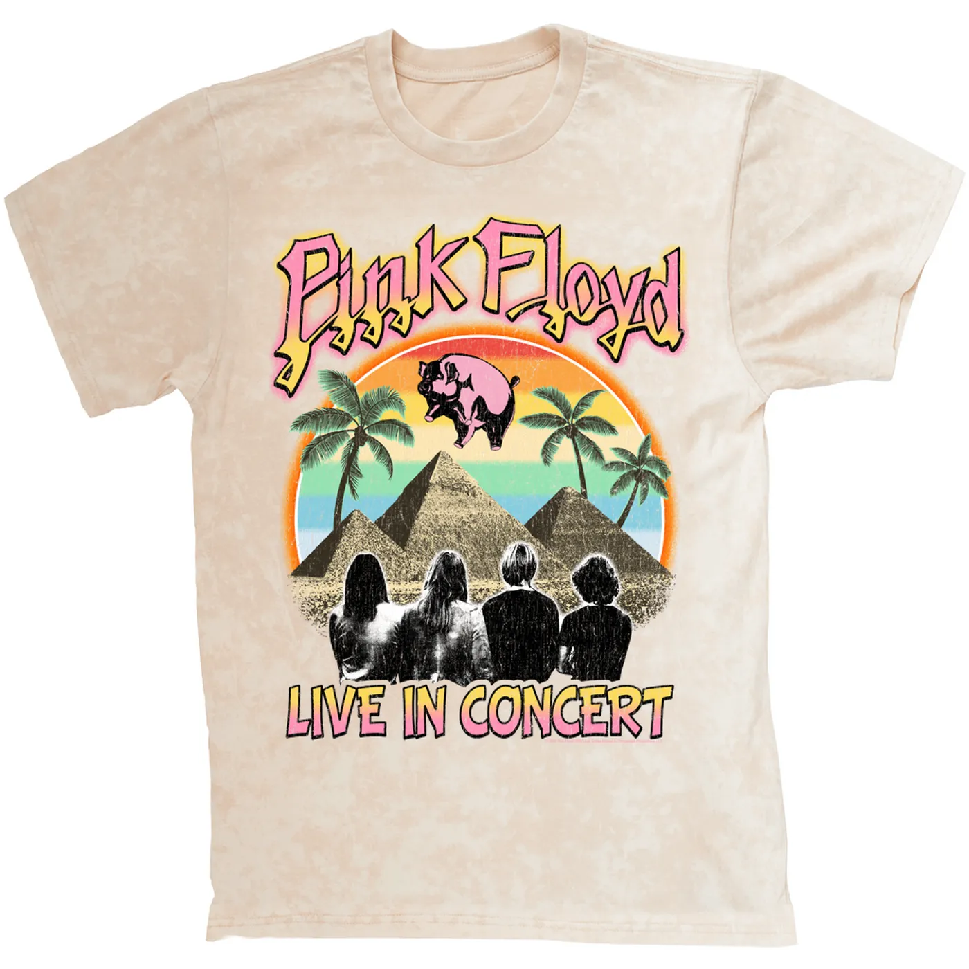 Pink Floyd T-shirt | Tropical Dark Side Pyramid Live In Concert (Merchbar Exclusive) Pink Floyd Mineral Wash Shirt