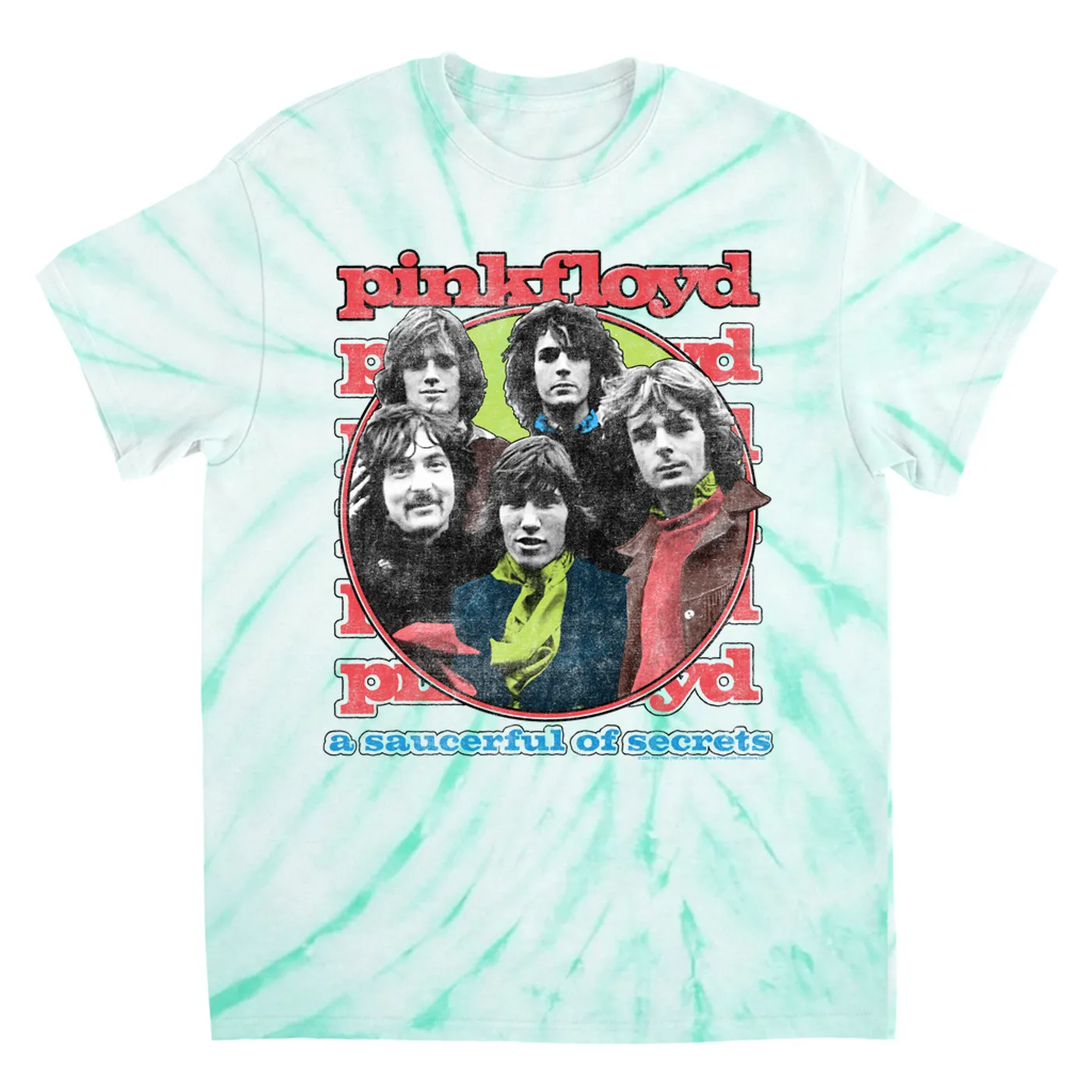 Pink Floyd T-Shirt | A Saucerful Of Secrets Group Design (Merchbar Exclusive) Pink Floyd Tie Dye Shirt