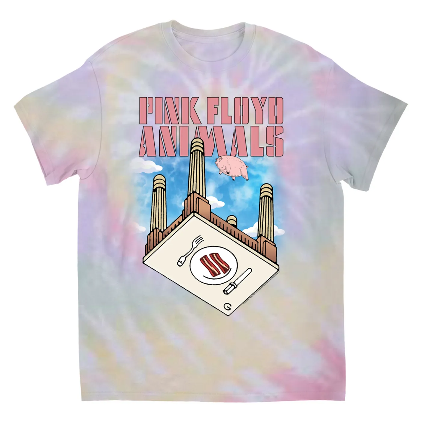Pink Floyd T-Shirt | Animals Bacon Table Image Pink Floyd Tie Dye Shirt