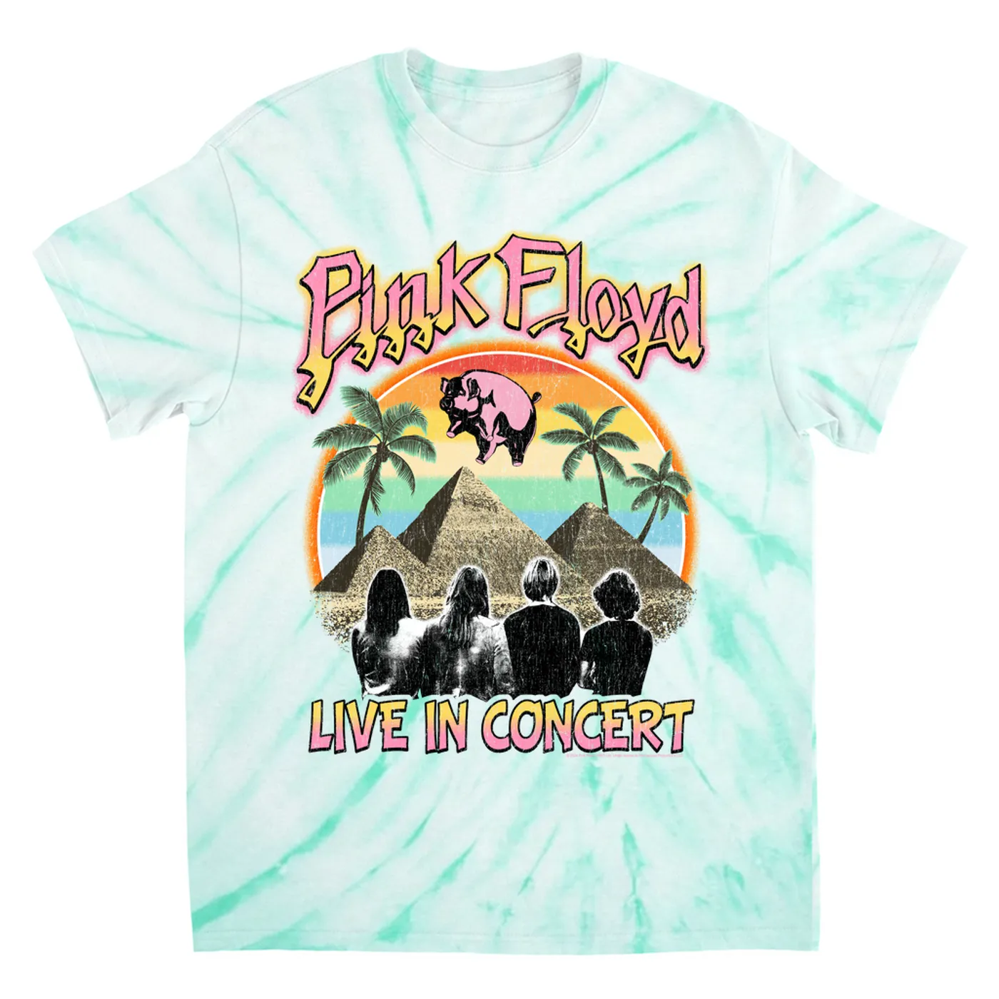 Pink Floyd T-Shirt | Tropical Dark Side Pyramid Live In Concert (Merchbar Exclusive) Pink Floyd Tie Dye Shirt