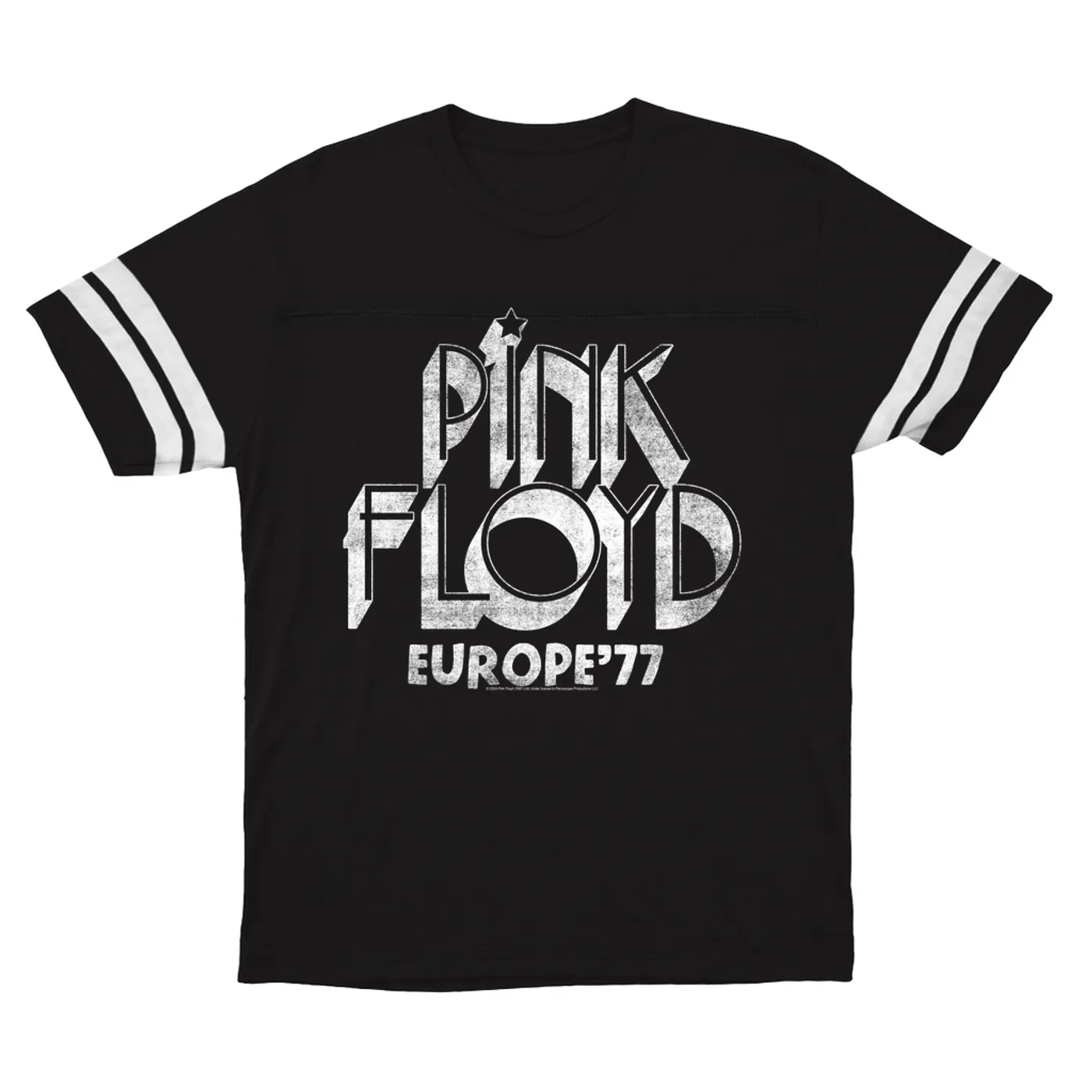 Pink Floyd T-Shirt | White Europe 77 Logo Distressed Pink Floyd Football Shirt