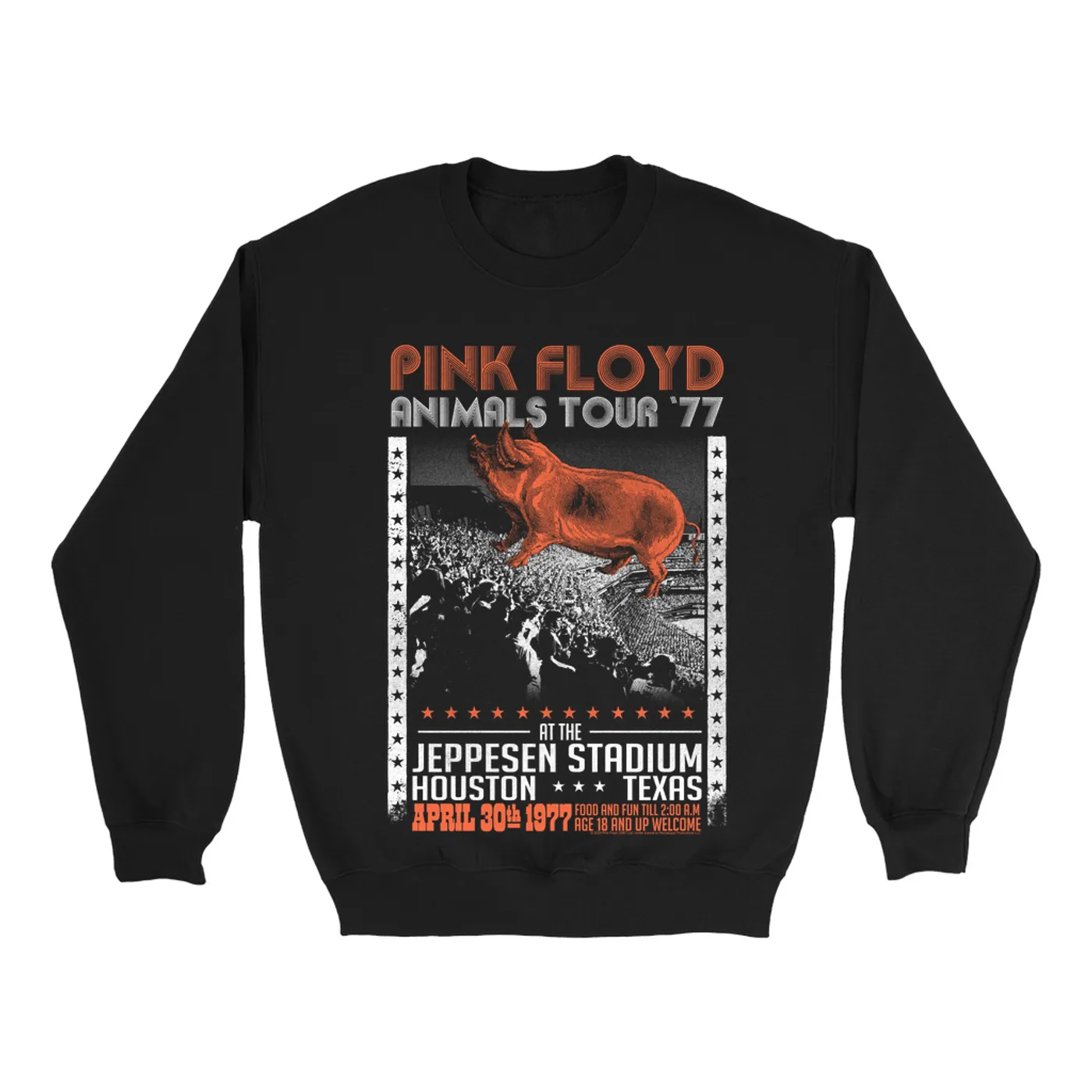 Pink Floyd Sweatshirt | Jeppesen Stadium 1977 Performance Pink Floyd Sweatshirt