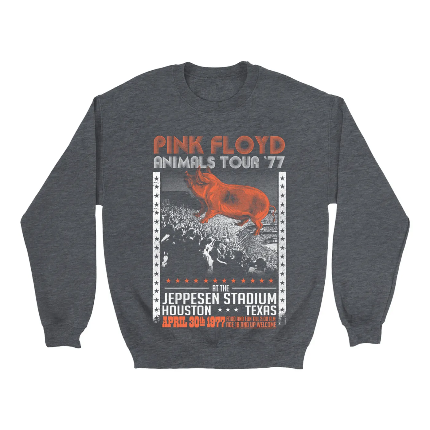 Pink Floyd Sweatshirt | Jeppesen Stadium 1977 Performance Pink Floyd Sweatshirt
