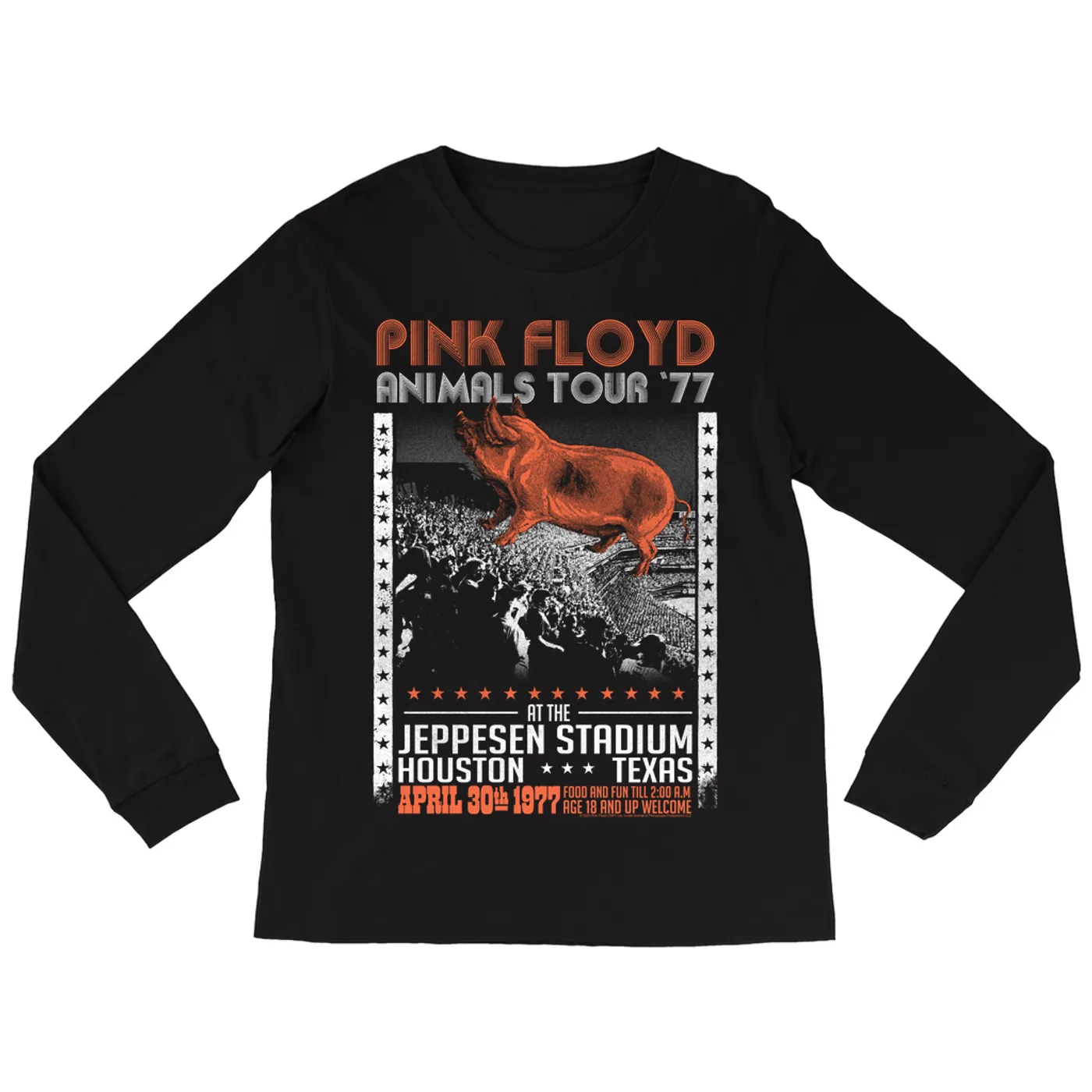 Pink Floyd Long Sleeve Shirt | Jeppesen Stadium 1977 Performance Pink Floyd Shirt