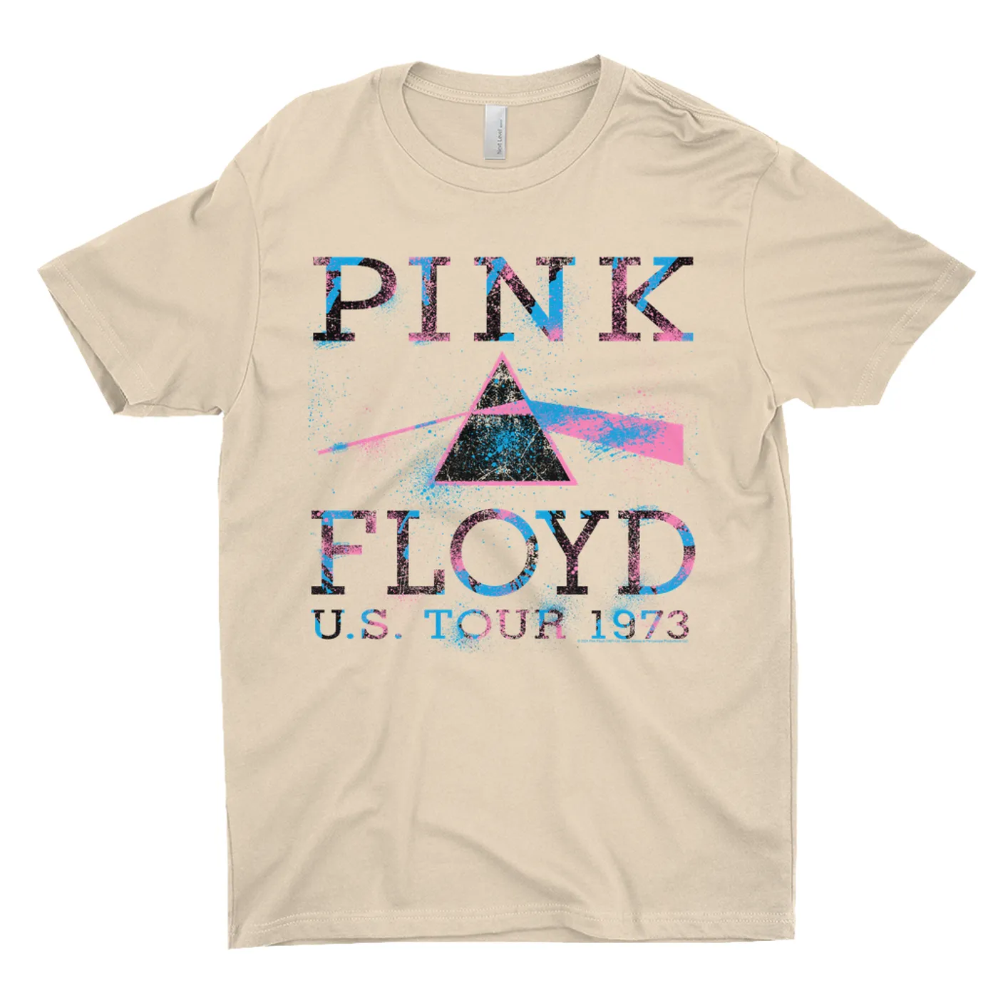 Pink Floyd T-Shirt | Pink Blue Splatter Paint US Tour Pink Floyd Light Shirt