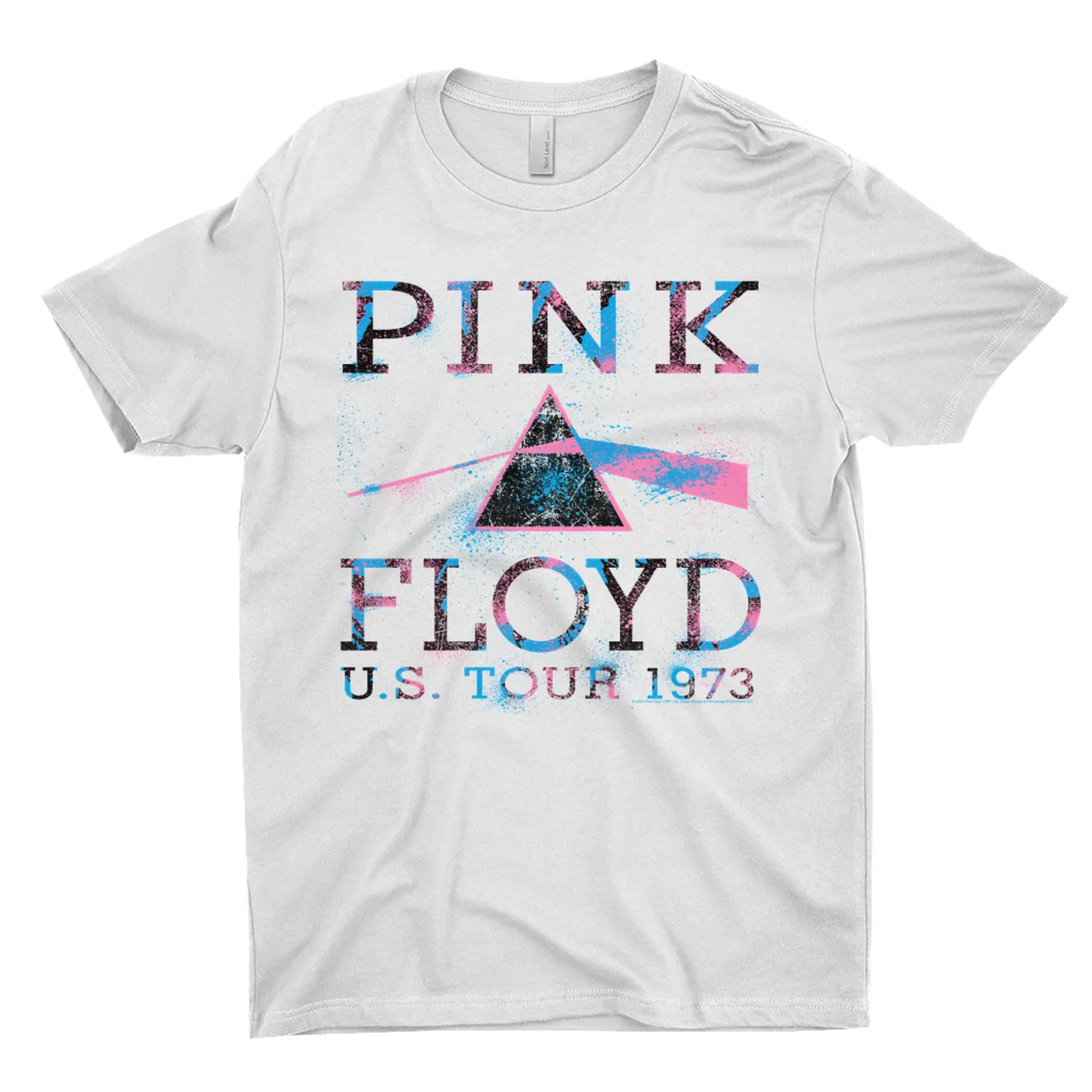 Pink Floyd T-Shirt | Pink Blue Splatter Paint US Tour Pink Floyd Light Shirt